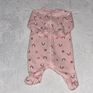 (2 for $10) George Pink Rainbow Print Baby One-Piece Footed Pajamas sleeper